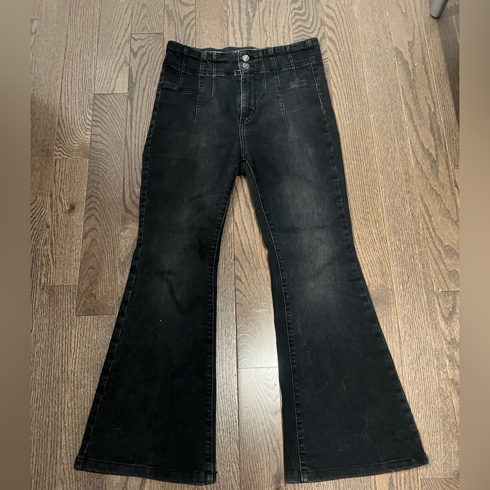 Free People Black Wide Leg Jeans